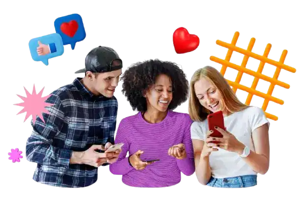 Pessoas usando as redes sociais em grupo e interegindo com pesoas e conectando a empresas locais e regionais, de são jsé dos campos e vale do paraíba- sjc